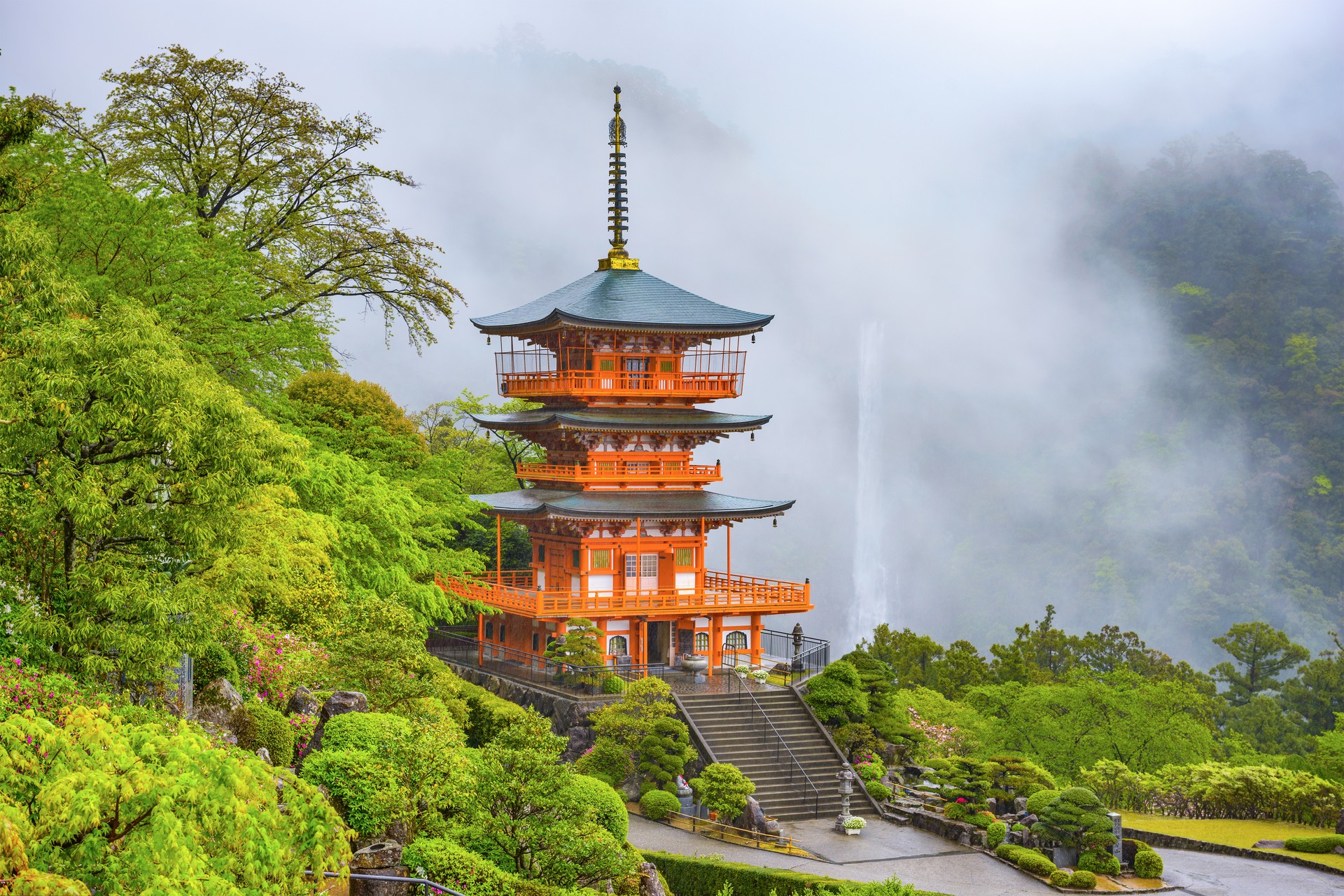 Pagoda and Falls