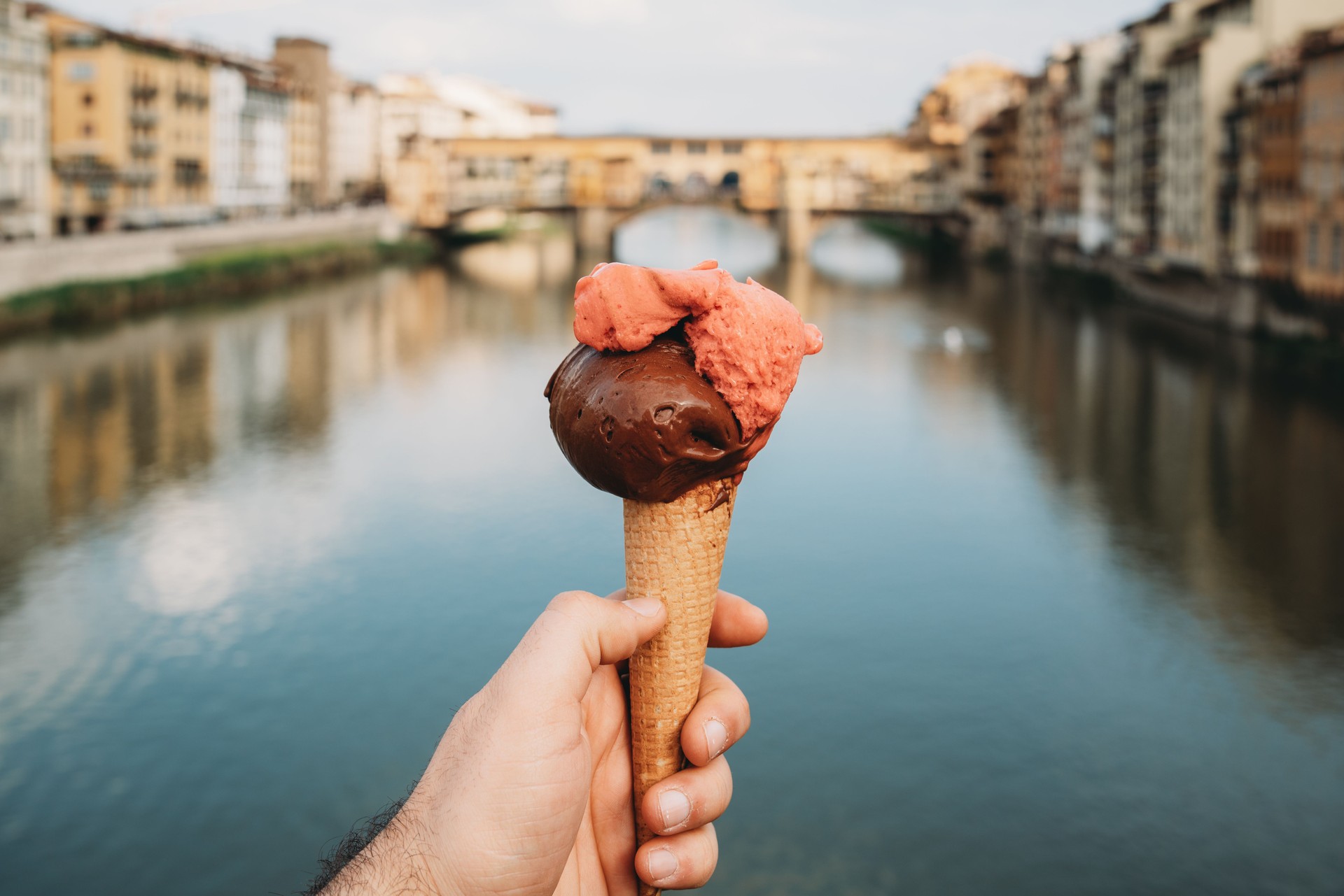 Eating an ice-cream in Florence, Italy